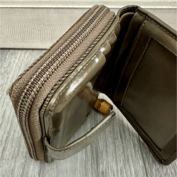 Gucci Bamboo Small Wallet Khaki Color Leather & Canvas Excellent Condition - Picture 5 of 16